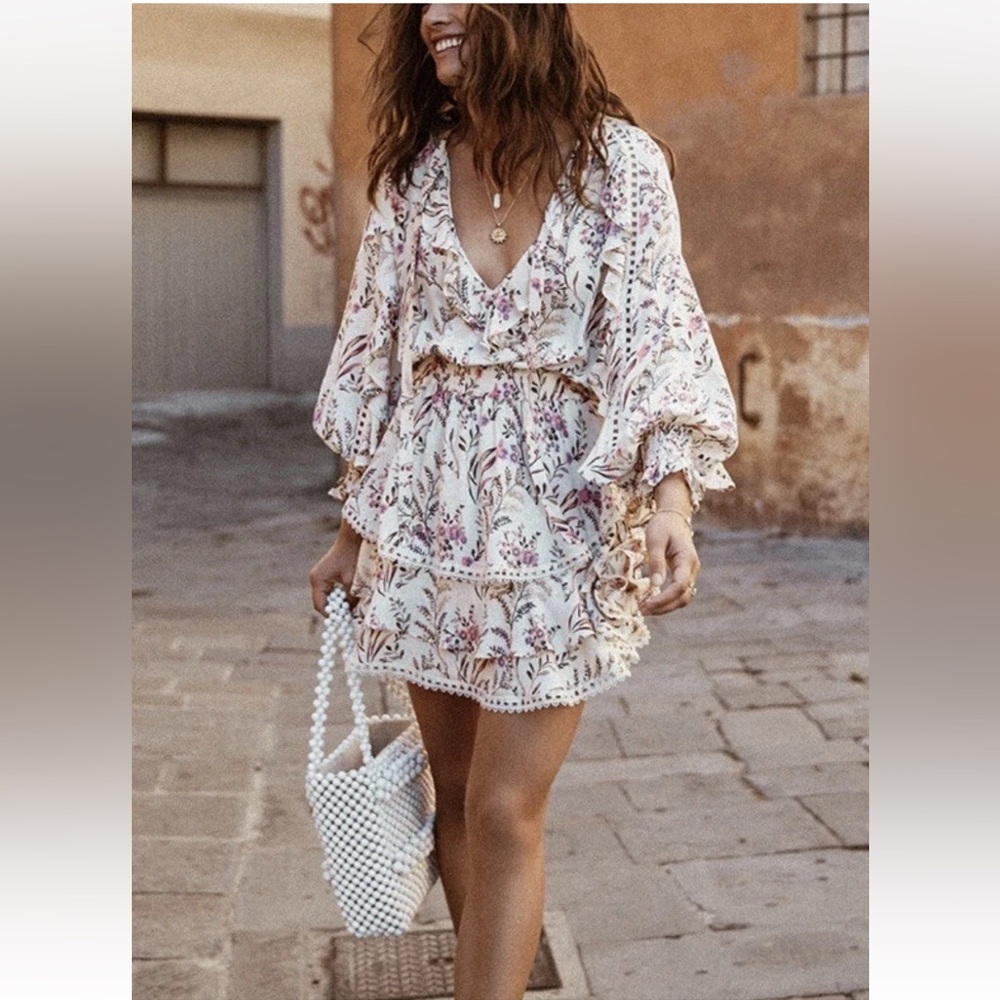 Spell & The Gypsy Collective Maisie Tiered Floral Playdress XS Romantic Feminine - Picture 2 of 11